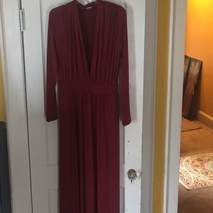 Double slit deep V-neck dress